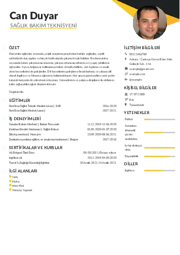 Hasta Bakıcı Cv Örnekleri cv indir